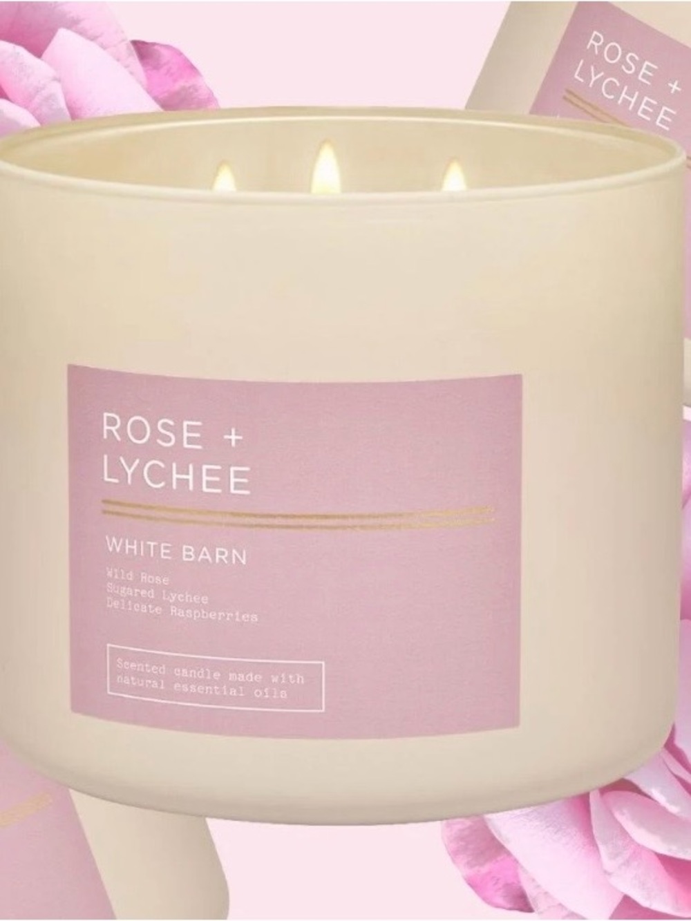 NEW Bath & Body Works “Rose+Lychee 3 Wick Candle”